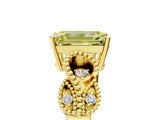 Yellow gold Fancy Yellow Emerald Cut Solitaire Milgrain Leaf Band with Prong Setting_5