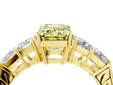 Yellow gold Fancy Yellow Emerald Cut Solitaire Princess Side Stone Engraved Band Prong Setting Ring_4