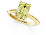 Yellow gold Fancy Yellow Emerald  Cut Solitaire Ring with Four-Prong Setting on a Classic Band_60