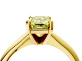 Yellow gold Fancy Yellow Emerald  Cut Solitaire Ring with Four-Prong Setting on a Classic Band_63