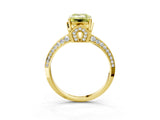 Yellow gold Fancy Yellow Emerald Cut Solitaire Split Shank Pave Diamond Engagement Ring with Four-Prong Setting_3