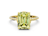 Yellow gold Fancy Yellow Emerald Cut Solitaire Split Shank Pave Diamond Engagement Ring with Four-Prong Setting_36
