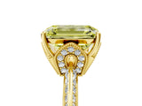 Yellow gold Fancy Yellow Emerald Cut Solitaire Split Shank Pave Diamond Engagement Ring with Four-Prong Setting_5