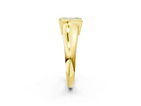 Yellow gold Fancy Yellow Emerald Cut Solitaire Tension Set Diamond Ring with Split Shank Band_2