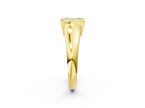 Yellow gold Fancy Yellow Emerald Cut Solitaire Tension Set Diamond Ring with Split Shank Band_2