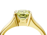 Yellow gold Fancy Yellow Emerald Cut Solitaire Tension Set Diamond Ring with Split Shank Band_4