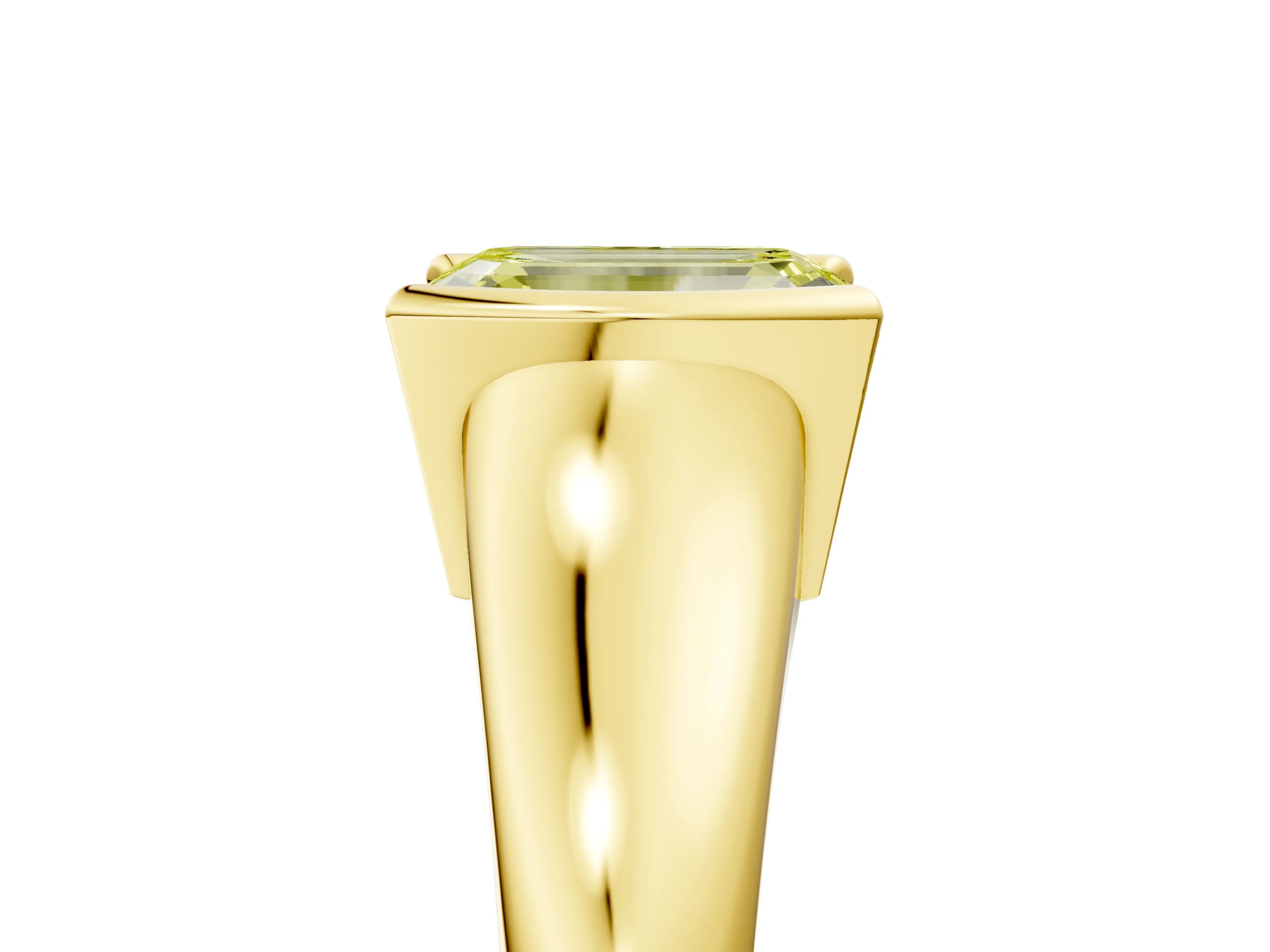 Yellow gold Fancy Yellow Emerald Cut Solitaire Tension Set Diamond Ring with Split Shank Band_5