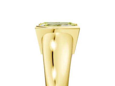 Yellow gold Fancy Yellow Emerald Cut Solitaire Tension Set Diamond Ring with Split Shank Band_5