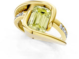 Yellow gold Fancy Yellow Emerald Cut Solitaire Tension-Set Diamond Split Shank Ring_1