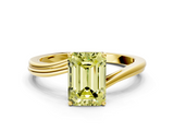 Yellow gold Fancy Yellow Emerald  Cut Solitaire Twist Band Ring with Four-Prong Setting_20