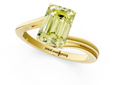 Yellow gold Fancy Yellow Emerald  Cut Solitaire Twist Band Ring with Four-Prong Setting_21
