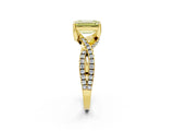 Yellow gold Fancy Yellow Emerald Cut Solitaire Twist Pave Diamond Engagement Ring with Prong Setting_2