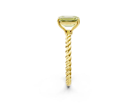 Yellow gold Fancy Yellow Emerald Cut Solitaire Twisted Band 4-Prong Ring_2