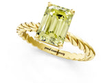 Yellow gold Fancy Yellow Emerald  Cut Solitaire Twisted Band with Four-Prong Setting_58