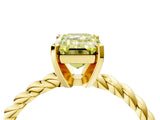 Yellow gold Fancy Yellow Emerald  Cut Solitaire Twisted Band with Four-Prong Setting_61