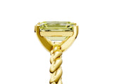Yellow gold Fancy Yellow Emerald  Cut Solitaire Twisted Band with Four-Prong Setting_62