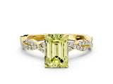 Yellow gold Fancy Yellow Emerald Cut Solitaire Twisted Pave Band with Four-Prong Setting_3