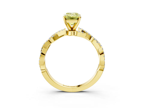 Yellow gold Fancy Yellow Emerald Cut Solitaire Twisted Pave Band with Four-Prong Setting_6
