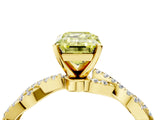 Yellow gold Fancy Yellow Emerald Cut Solitaire Twisted Pave Band with Four-Prong Setting_7