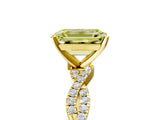 Yellow gold Fancy Yellow Emerald Cut Solitaire Twisted Pave Band with Four-Prong Setting_8