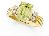 Yellow gold Fancy Yellow Emerald  Cut Three-Stone Channel Set Ring with Bar Prongs_43