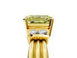 Yellow gold Fancy Yellow Emerald  Cut Three-Stone Channel Set Ring with Bar Prongs_47