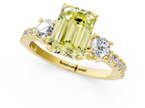 Yellow gold Fancy Yellow Emerald  Cut Three-Stone Diamond Pavé Band with Prong Setting_18