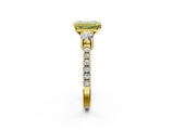Yellow gold Fancy Yellow Emerald  Cut Three-Stone Diamond Pavé Band with Prong Setting_19