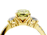 Yellow gold Fancy Yellow Emerald  Cut Three-Stone Diamond Pavé Band with Prong Setting_21