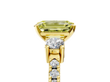 Yellow gold Fancy Yellow Emerald  Cut Three-Stone Diamond Pavé Band with Prong Setting_22