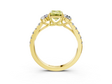 Yellow gold Fancy Yellow Emerald  Cut Three-Stone Diamond Pave Band with Prong Setting_39