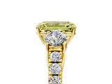 Yellow gold Fancy Yellow Emerald  Cut Three-Stone Diamond Pave Band with Prong Setting_41