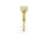 Yellow gold Fancy Yellow Emerald Cut Three-Stone Diamond Ring with Pavé Band and Four-Prong Setting_2
