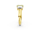 Yellow gold Fancy Yellow Emerald Cut Three-Stone Diamond Ring with Prong Setting on a Classic Band_14