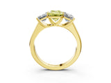 Yellow gold Fancy Yellow Emerald Cut Three-Stone Diamond Ring with Prong Setting on a Classic Band_15