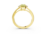 Yellow gold Fancy Yellow Emerald  Cut Three-Stone Solitaire Ring with Round Accent Diamonds and Four-Prong Setting_23