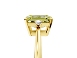 Yellow gold Fancy Yellow Emerald  Cut Three-Stone Solitaire Ring with Round Accent Diamonds and Four-Prong Setting_25