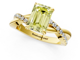 Yellow gold Fancy Yellow Emerald  Cut Twist Band Solitaire Diamond Ring with Pavé Setting_4