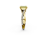 Yellow gold Fancy Yellow Emerald  Cut Twist Band Solitaire Diamond Ring with Pavé Setting_5