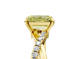 Yellow gold Fancy Yellow Emerald  Cut Twist Band Solitaire Diamond Ring with Pavé Setting_8