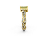Yellow gold Fancy Yellow Emerald  Cut Twisted Pavé Band Solitaire Ring with Four-Prong Setting_57