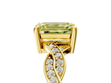 Yellow gold Fancy Yellow Emerald  Cut Twisted Pavé Band Solitaire Ring with Four-Prong Setting_60