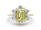 Yellow gold Fancy Yellow Emerald  Diamond Cluster Halo Ring with Solitaire Band and Four-Prong Setting_20
