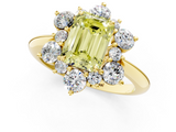 Yellow gold Fancy Yellow Emerald  Diamond Cluster Halo Ring with Solitaire Band and Four-Prong Setting_21
