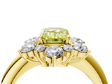 Yellow gold Fancy Yellow Emerald  Diamond Cluster Halo Ring with Solitaire Band and Four-Prong Setting_24