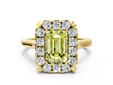 Yellow gold Fancy Yellow Emerald  Diamond Cluster Halo Solitaire with Four-Prong Setting_104