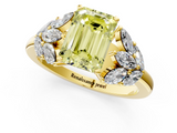 Yellow gold Fancy Yellow Emerald  Diamond Cluster Leaf Design Ring with Prong Setting_71
