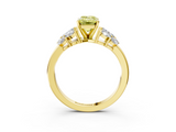 Yellow gold Fancy Yellow Emerald  Diamond Cluster Leaf Design Ring with Prong Setting_73