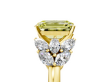 Yellow gold Fancy Yellow Emerald  Diamond Cluster Leaf Design Ring with Prong Setting_75