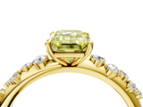 Yellow gold Fancy Yellow Emerald  Diamond Cluster Prong-Set Solitaire Ring_46